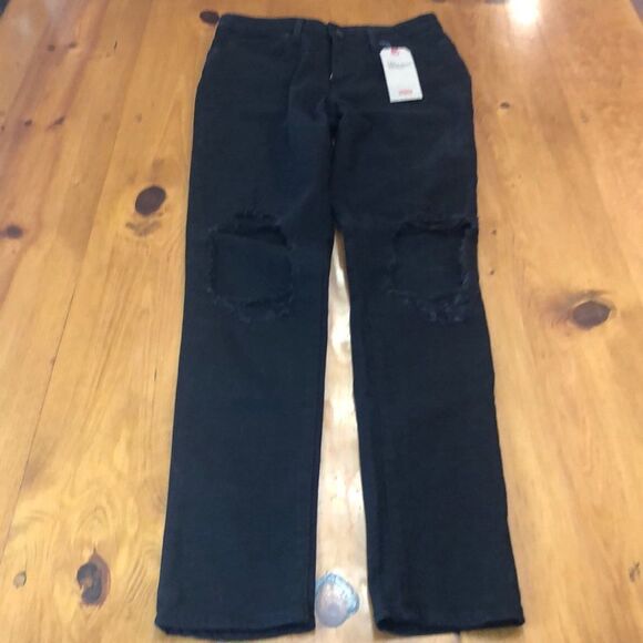 NWT Levi’s 721 High Rise Skinny distressed Black Jeans - Picture 3 of 13